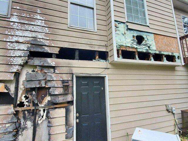 Fire damaged house