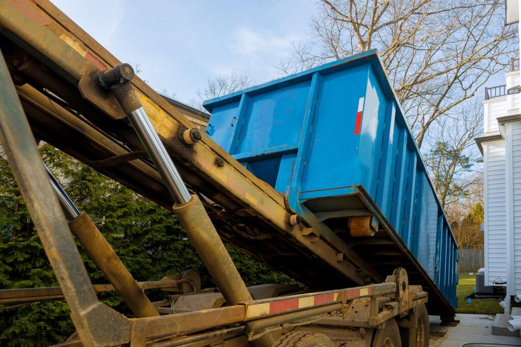 Dumpster in driveway